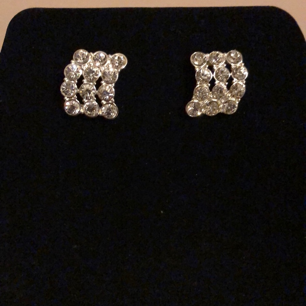Faux Silver Diamond Earrings